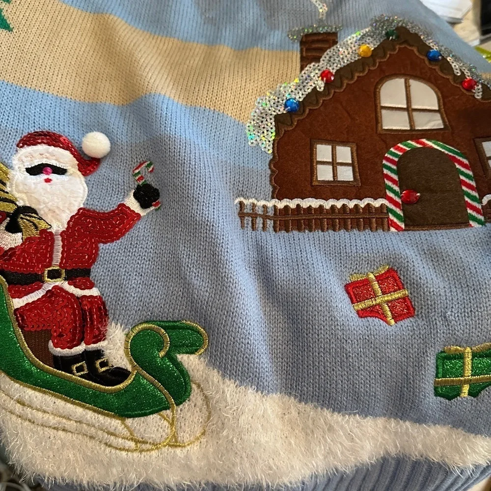 UGLY Christmas Sweater Women 3x Santa Gingerbread House 22 Degrees Brand